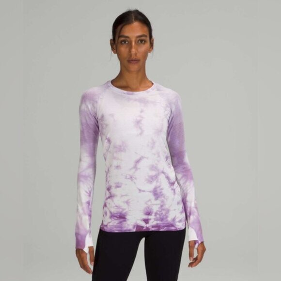 Lululemon Swiftly Tech Long Sleeve Shirt 2.0Shibori Stripe Wisteria Purple - Picture 1 of 5